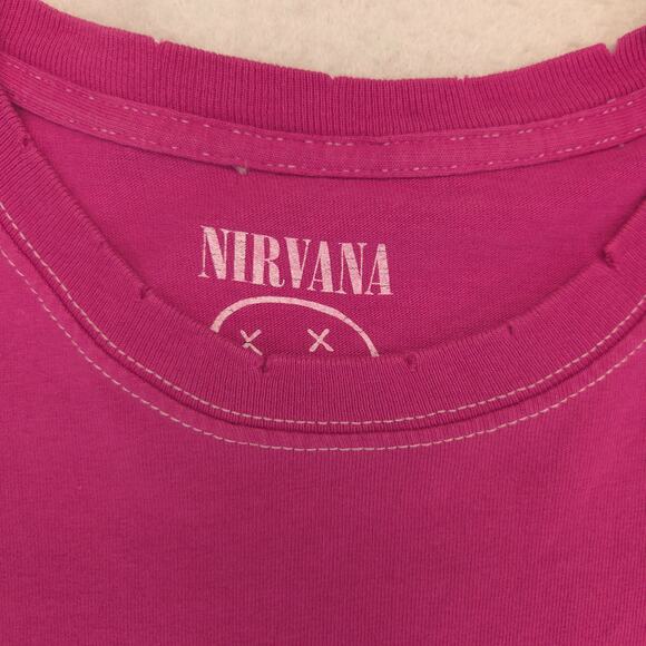 Nirvana Band Crew Neck Graphic Short Sleeve T Shirt Womens Size XL Pink - Picture 3 of 9